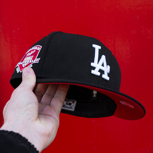 NEW ERA 59FIFTY MLB LOS ANGELES DODGERS 50TH ANNIVERSARY BLACK / RED UV FITTED CAP