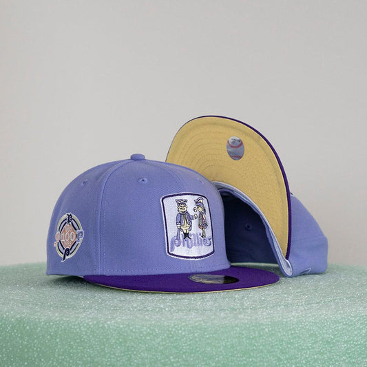 NEW ERA 59FIFTY MLB PHILADELPHIA PHILLIES 100TH ANNIVERSARY TWO TONE / SOFT YELLOW UV FITTED CAP