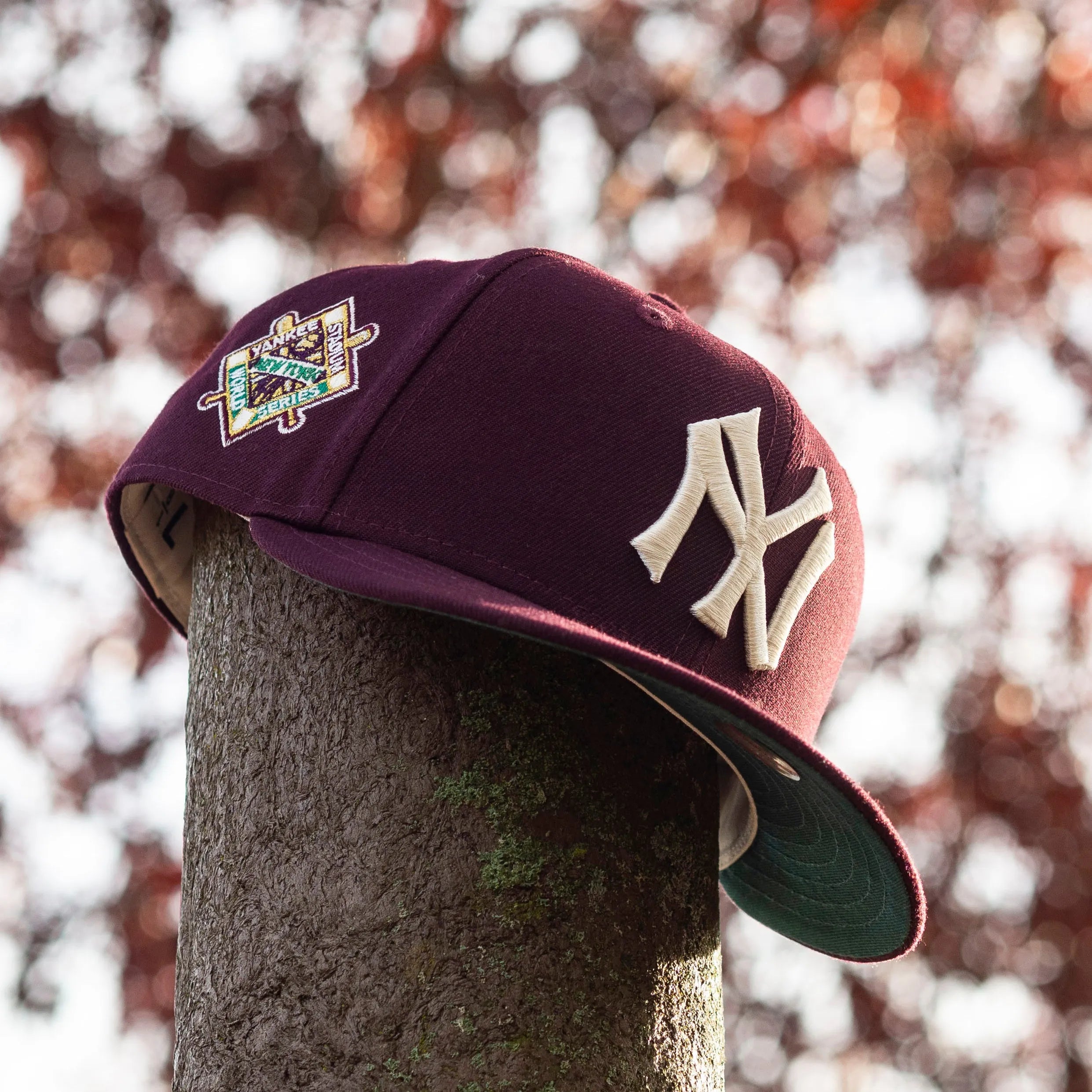 Heart Brown Yankees Hat Pink Brim World Series Yankee Fitted Hat