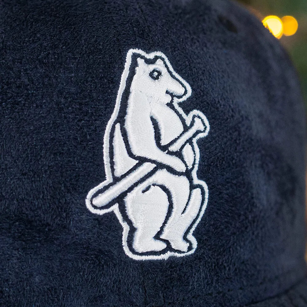 NEW ERA 59FIFTY MLB CHICAGO CUBS 1908 LOGO NAVY FAUX SUEDE GREEN UV