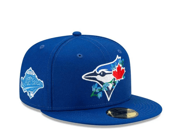 NEW ERA 59FIFTY MLB TORONTO BLUE JAYS SIDE PATCH BLOOM ROYAL BLUE / LAVENDER UV FITTED CAP - FAM