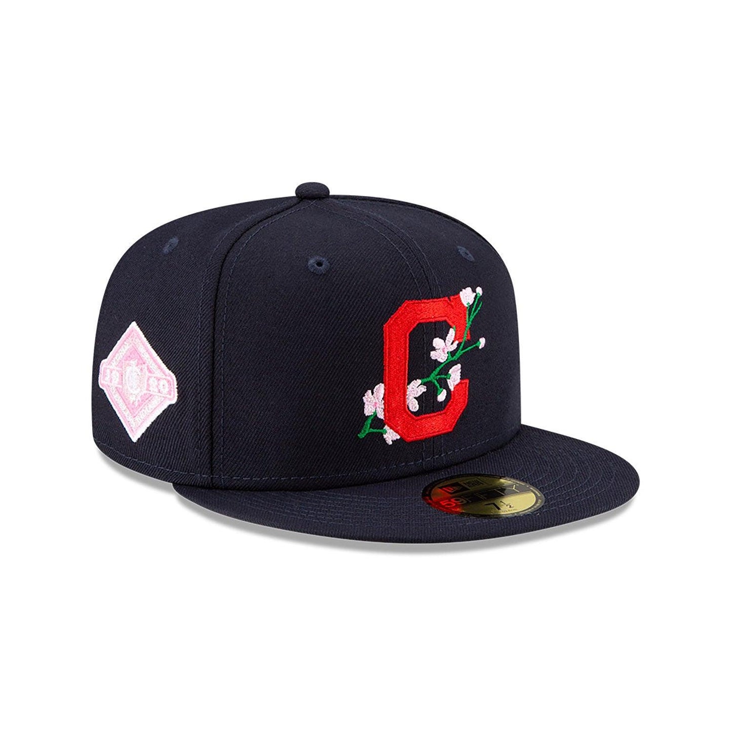 NEW ERA 59FIFTY MLB CLEVELAND GUARDIANS SIDE PATCH BLOOM NAVY / PINK UV FITTED CAP