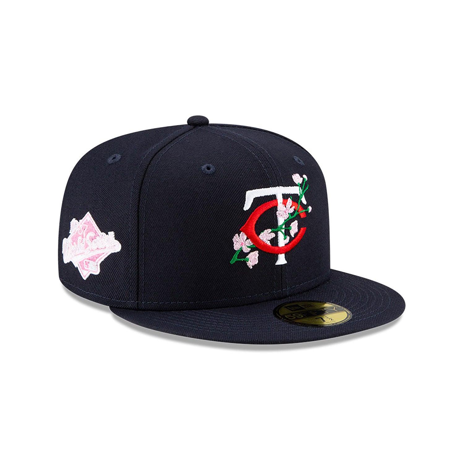 NEW ERA 59FIFTY MLB MINNESOTA TWINS SIDE PATCH BLOOM NAVY / PINK UV FITTED CAP - FAM