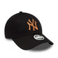 NEW ERA 9FORTY WOMEN MLB NEW YORK YANKEES METALLIC LOGO BLACK CAP