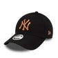 NEW ERA 9FORTY WOMEN MLB NEW YORK YANKEES METALLIC LOGO BLACK CAP