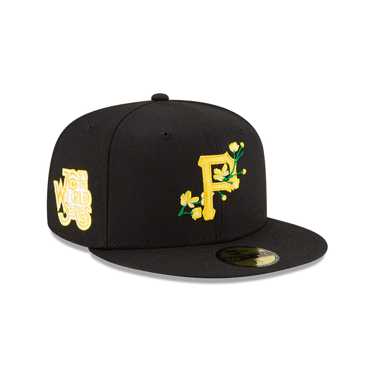 NEW ERA 59FIFTY MLB PITTSBURGH PIRATES SIDE PATCH BLOOM BLACK / SOFT YELLOW UV FITTED CAP