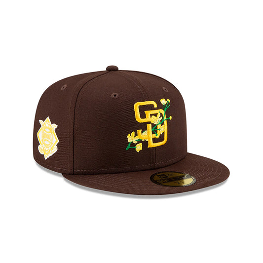 NEW ERA 59FIFTY MLB SAN DIEGO PADRES SIDE PATCH BLOOM WALNUT / SOFT YELLOW UV FITTED CAP